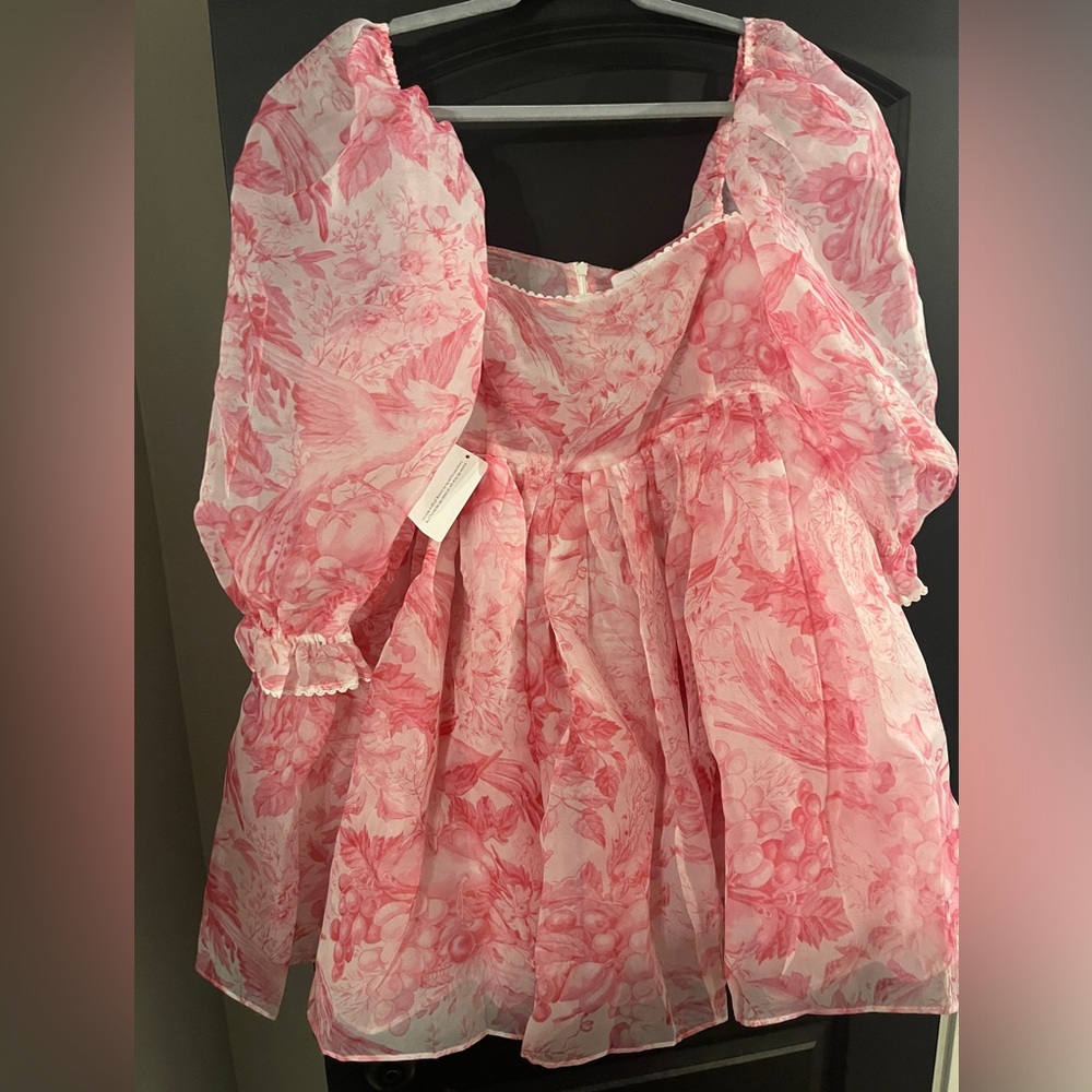 Selkie Pink Floral Puff-Sleeve Mini Dress - Picture 4 of 7